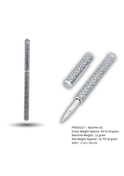 Floral Paisley Silver Ball Pen