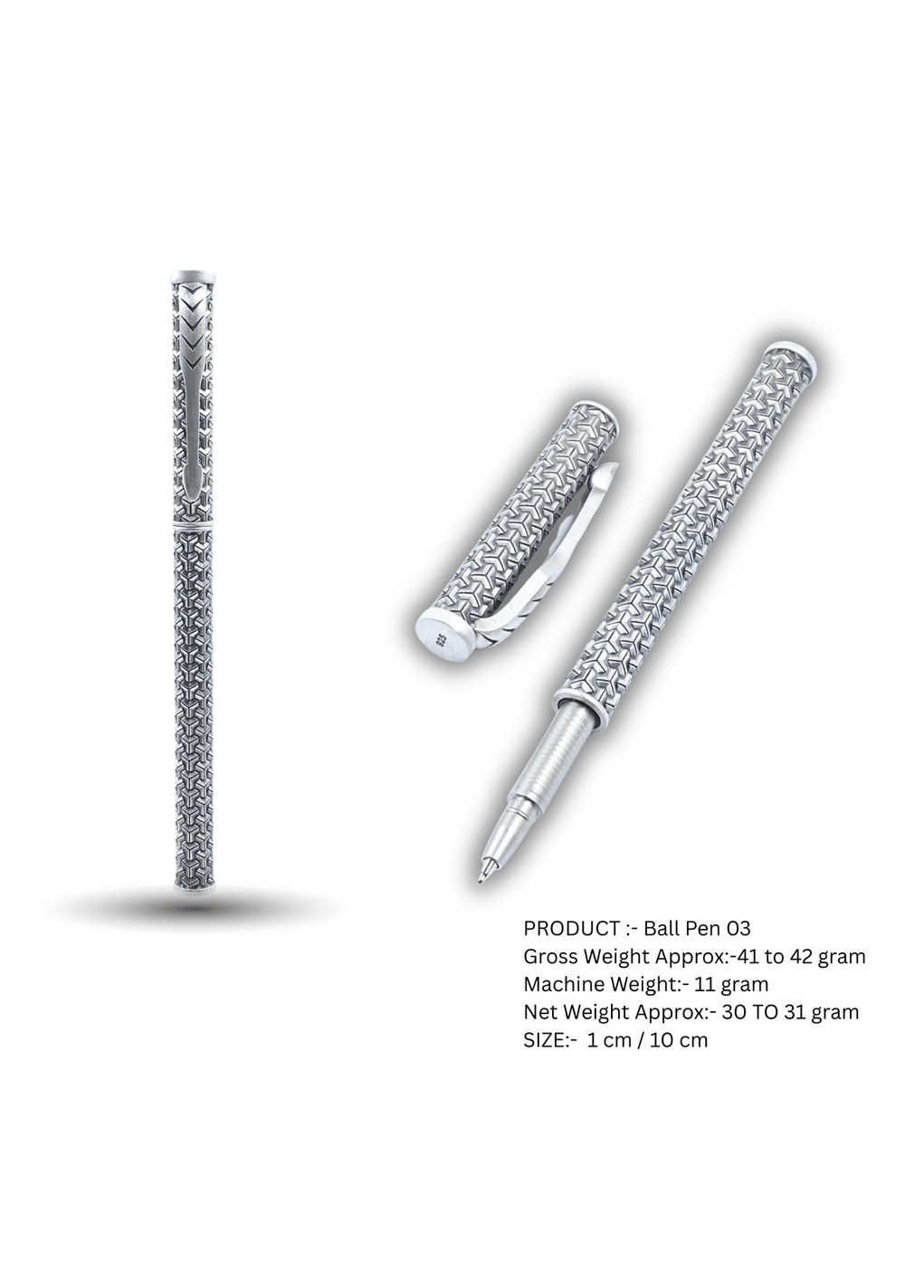 Chevron Weave Silver Ball Pen