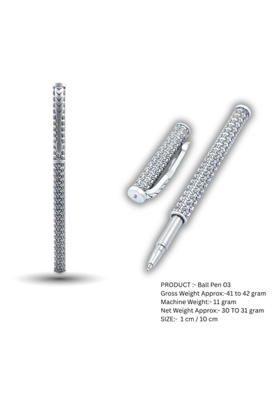 Chevron Weave Silver Ball Pen