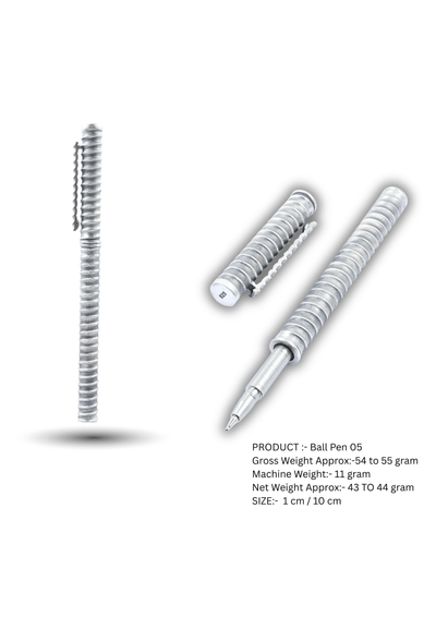 Ribbed Coil Silver Ball Pen