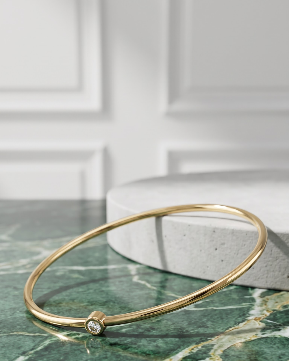 Single-Stone Slim Bangle — product view 01
