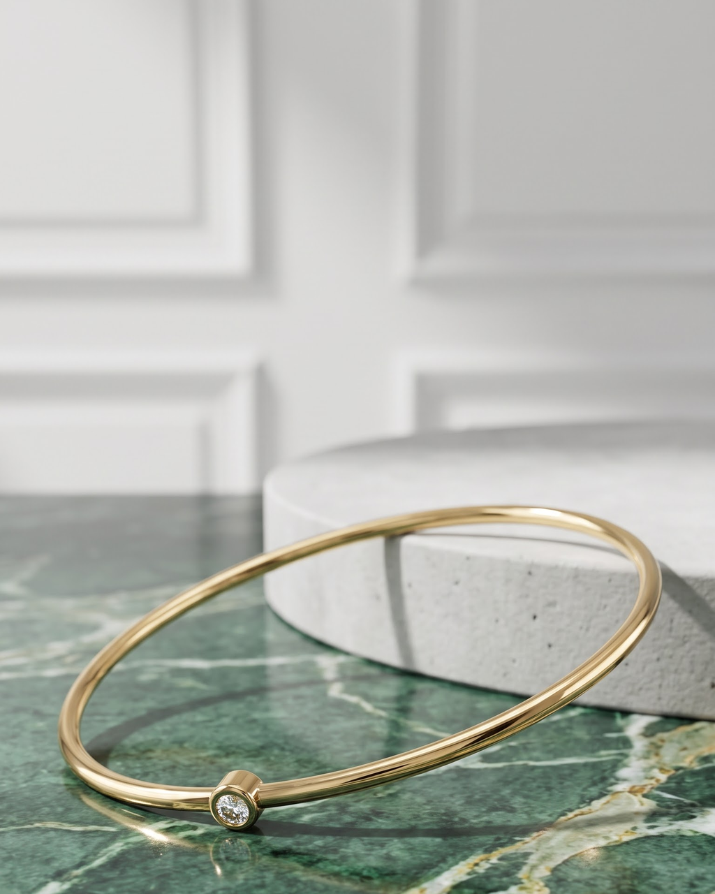 Single-Stone Slim Bangle — product view 01