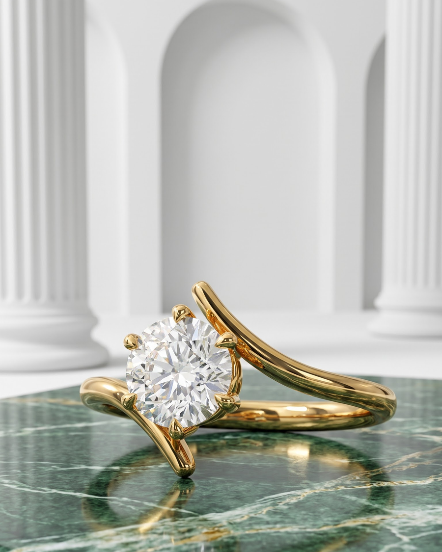 Twist-Shoulder Solitaire Ring — product view 01