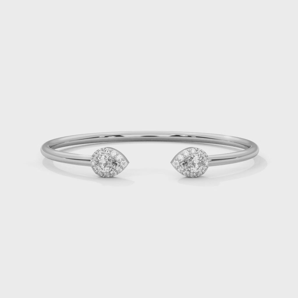 Open Two-Stone Cuff Bracelet rotating product video in silver