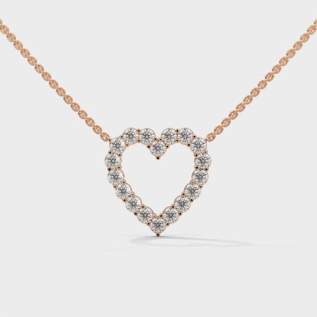 Open Heart Pendant Necklace rotating product video in rose gold