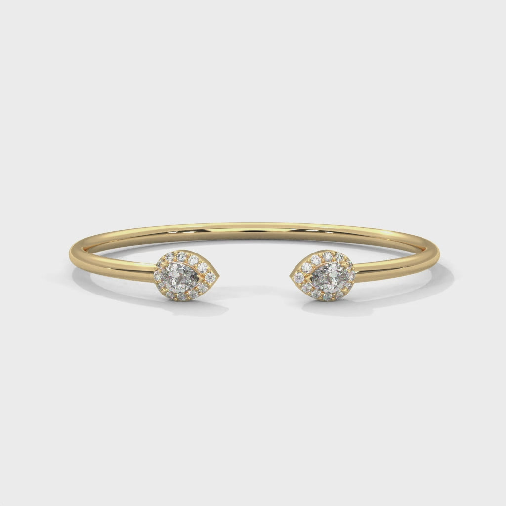 Open Two-Stone Cuff Bracelet rotating product video in yellow gold