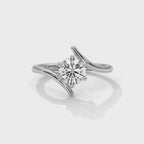 Twist-Shoulder Solitaire Ring rotating product video in silver