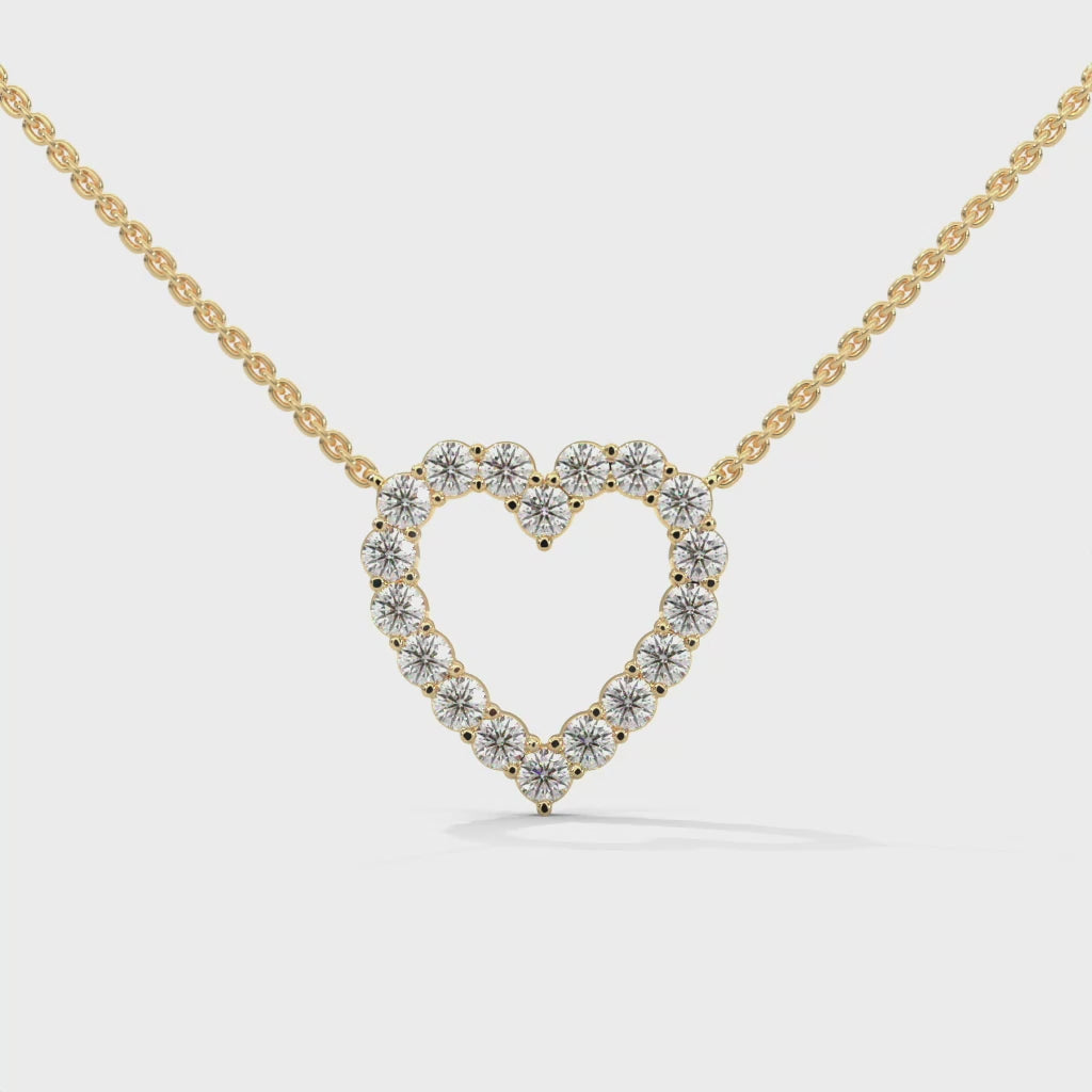 Open Heart Pendant Necklace rotating product video in yellow gold