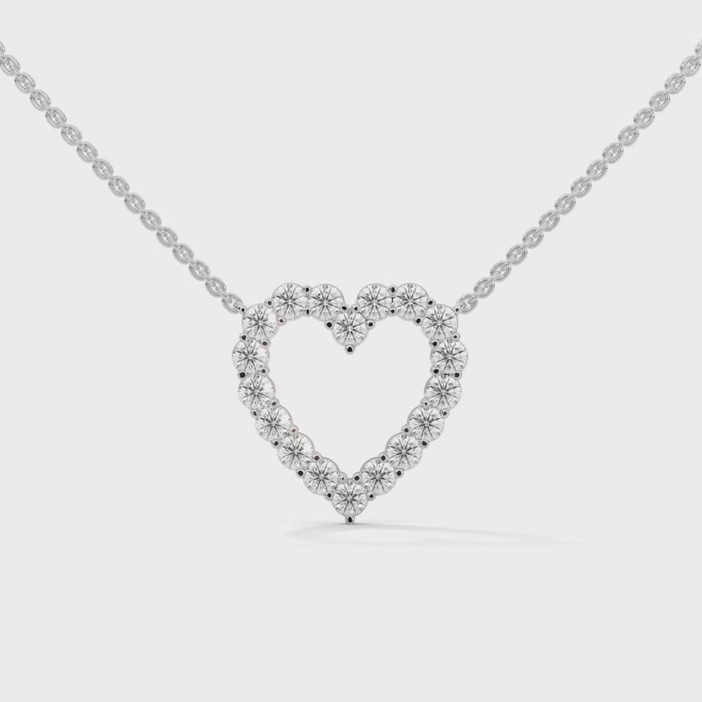 Open Heart Pendant Necklace rotating product video in silver