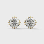 Round Solitaire Stud Earrings rotating product video in yellow gold