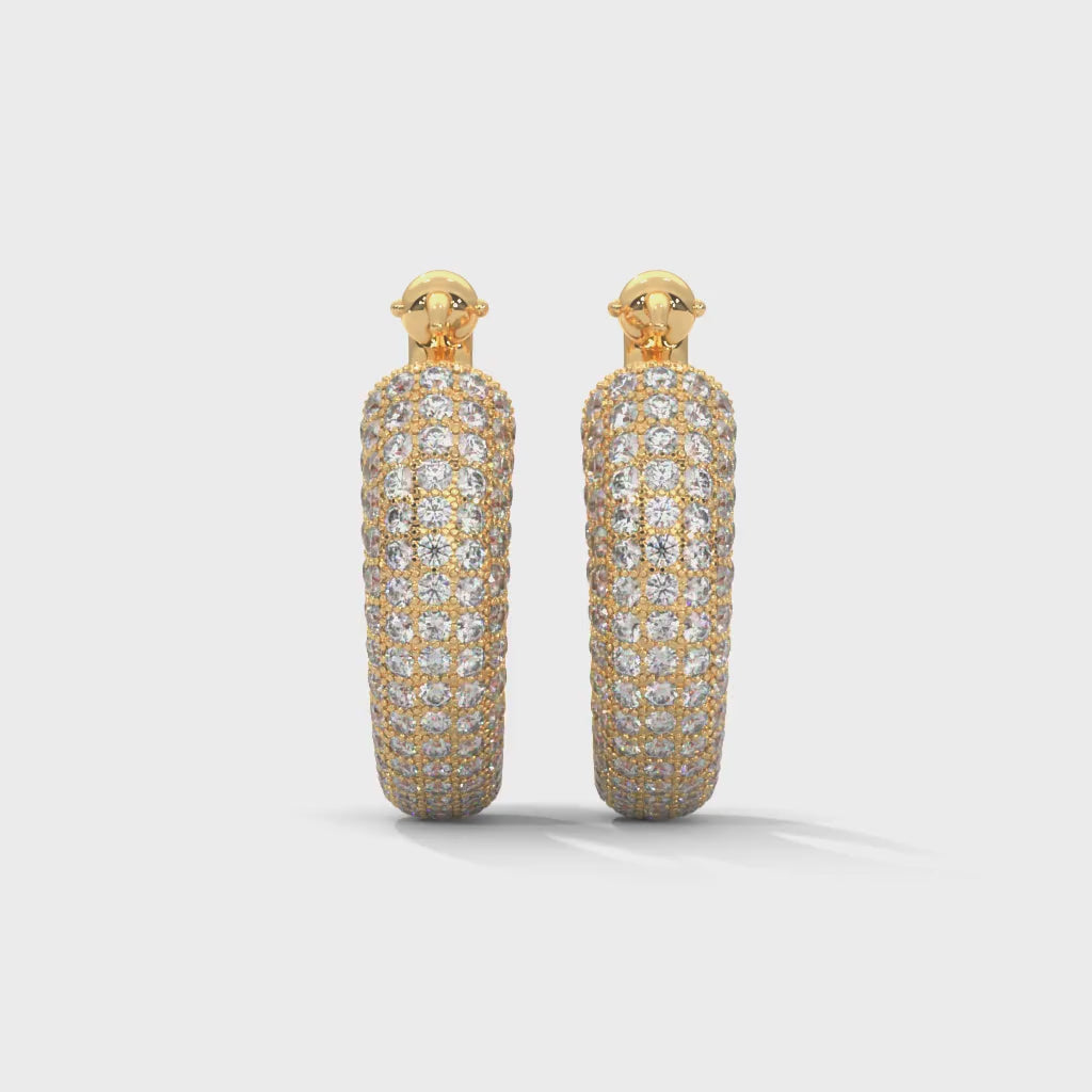 Pavé Huggie Hoop Earrings rotating product video in yellow gold