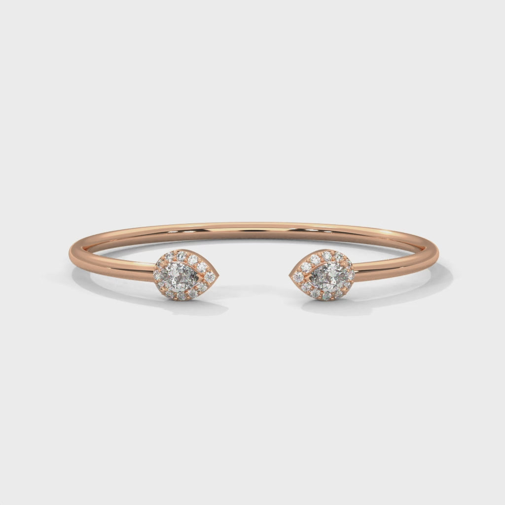 Open Two-Stone Cuff Bracelet rotating product video in rose gold