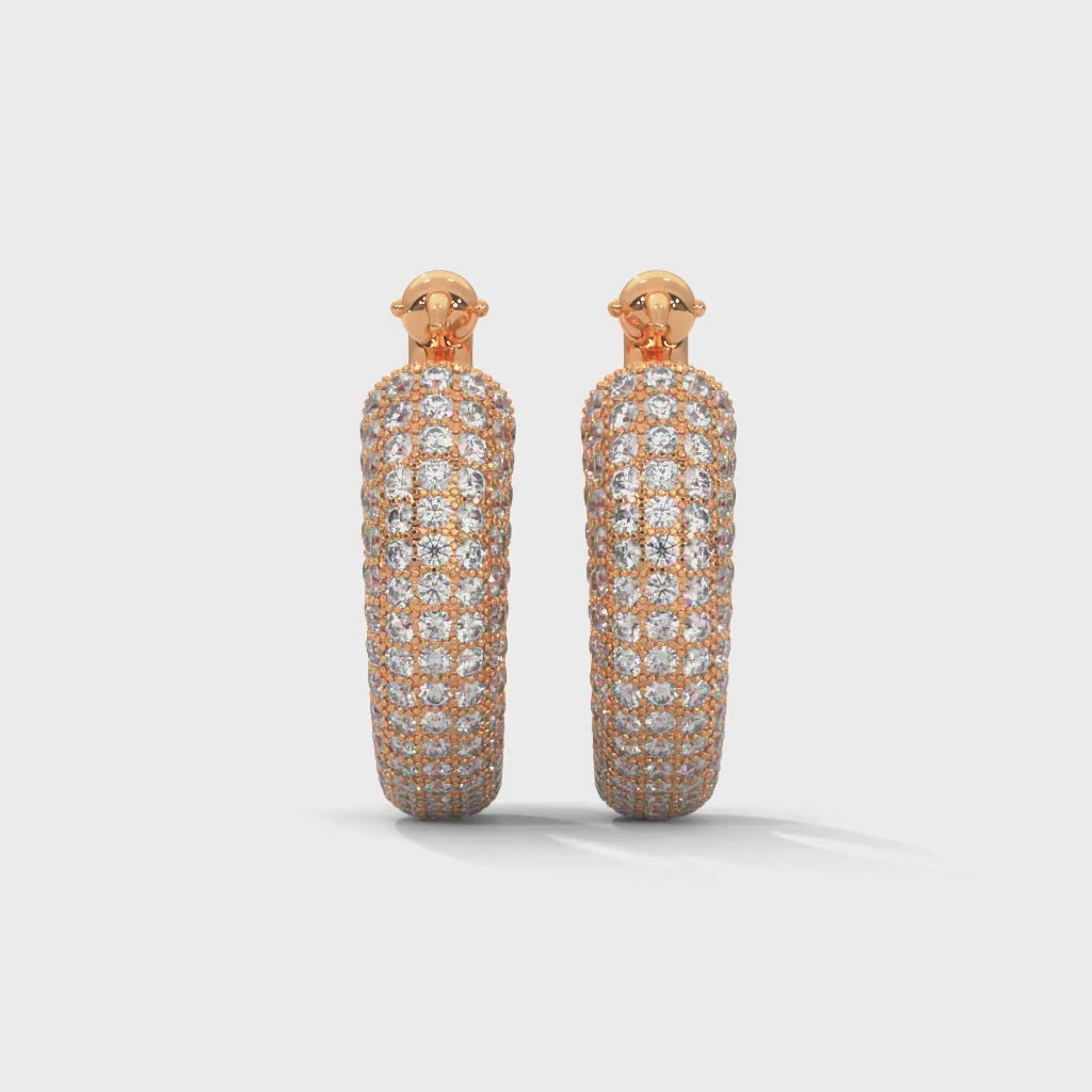 Pavé Huggie Hoop Earrings rotating product video in rose gold